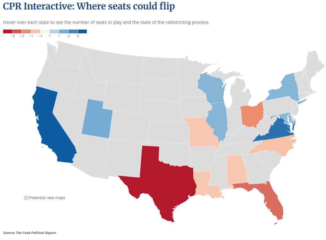 Red States to Gain, Blue States to Lose in 2030 House Reshuffle